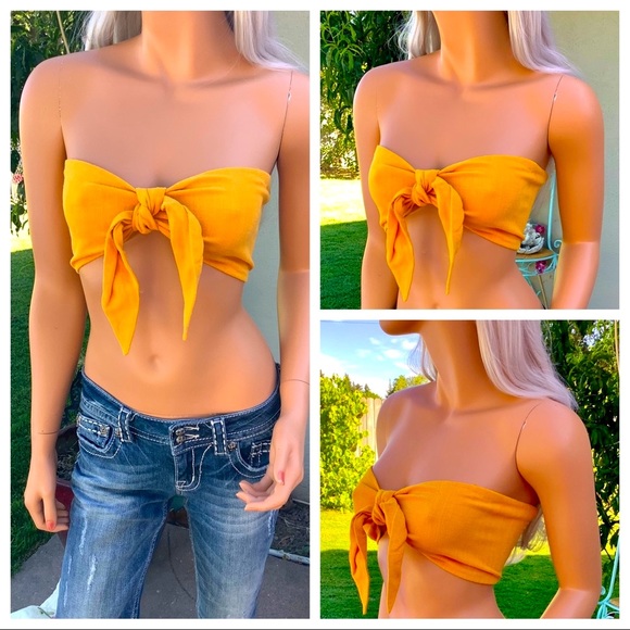 NWT TOPSHOP Sunny Bandeau Sash Tie Tube Crop Top - Picture 9 of 16